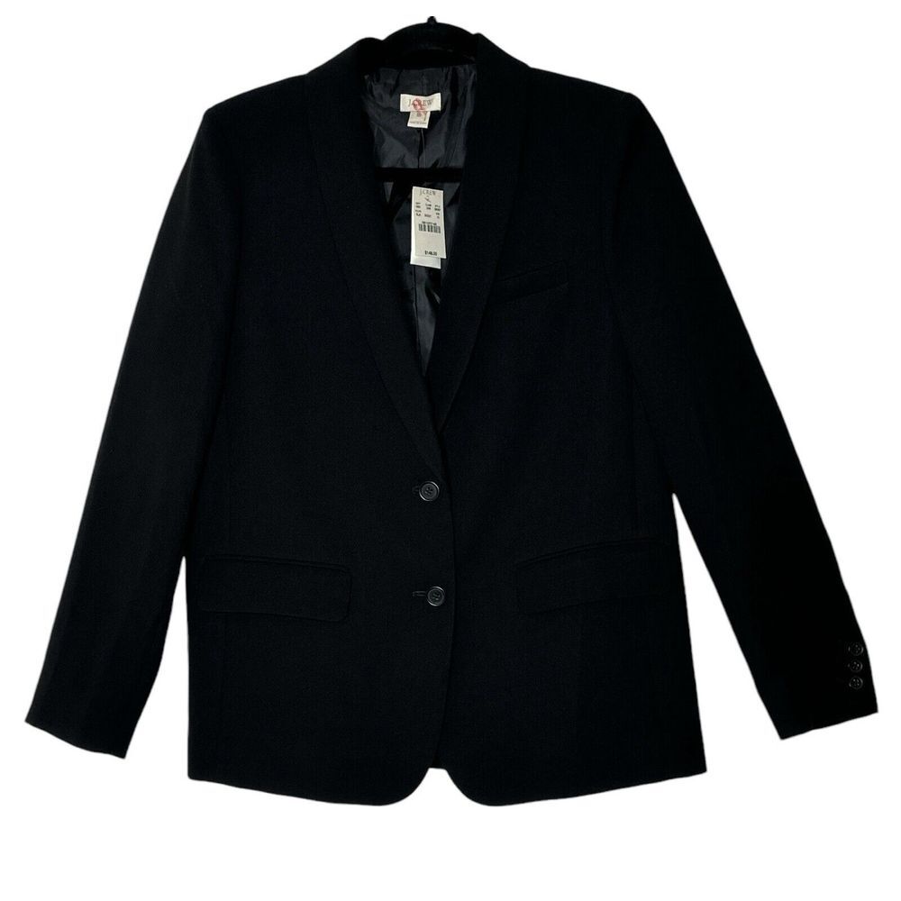 New J. Crew Blazer Women Size 10 Long Sleeve Black Corpcore Classic Elegance
